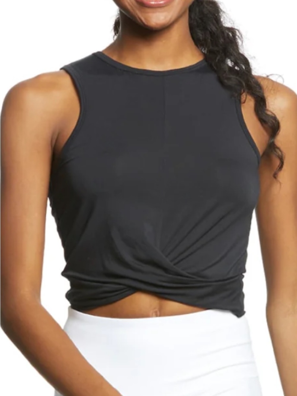 Spiritual Gangster Black Twist-Front Muse Tank